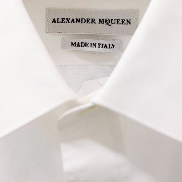 Alexander McQueen Mens Floral Embroidered White Button-Up - Picture 4 of 14